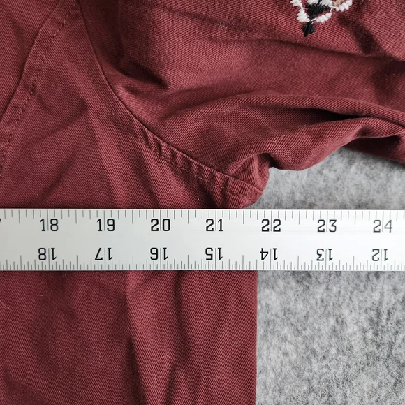 Peach Love California Southwestern Blouse Top Women's S Burgundy Red Pockets - Picture 6 of 7